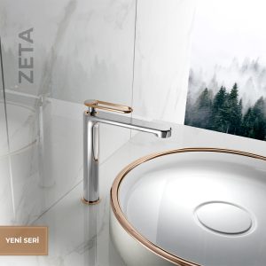 NEWARC ZETA ÇANAK TİPİ  LAVABO  BATARYASI (KROM-BAKIR)